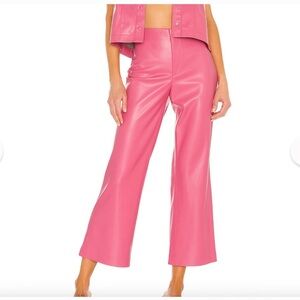 Alice + Olivia Pink Faux Leather Flare Pants